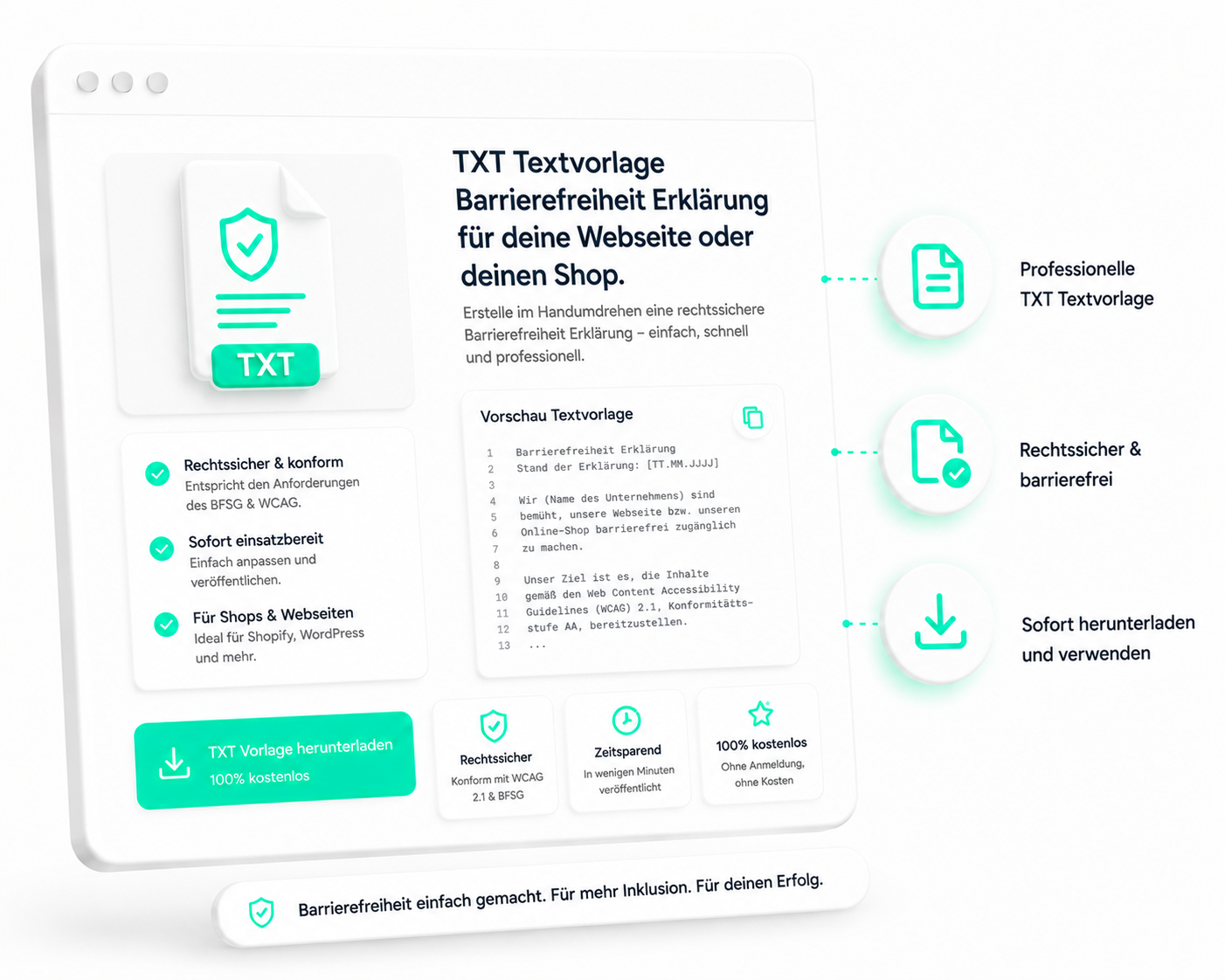 TXT Textvorlage Barrierefreiheit Erklärung für deine Webseite oder deinen Shop