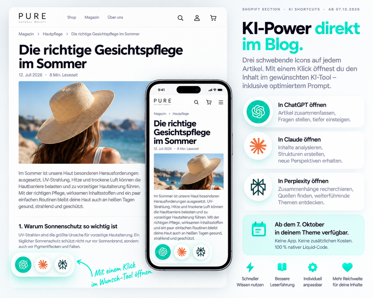 Shopify Section: KI-Blog Toolbox (Ab 7. Oktober verfügbar)